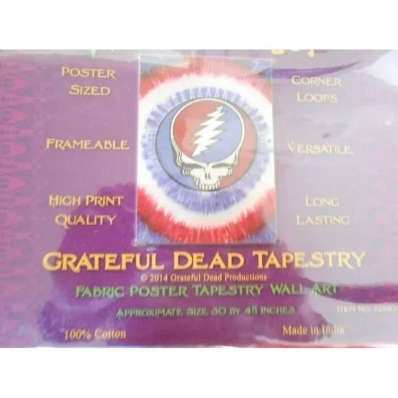 New RWB Mini Grateful Dead Steal Your Face Red White and Blue Tapestry Wall Art - Picture 2 of 2